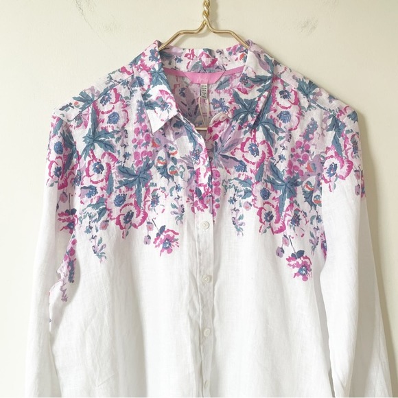 NWT Joules Jeanne Print Floral Linen Button Down Shirt 6 - Picture 5 of 9
